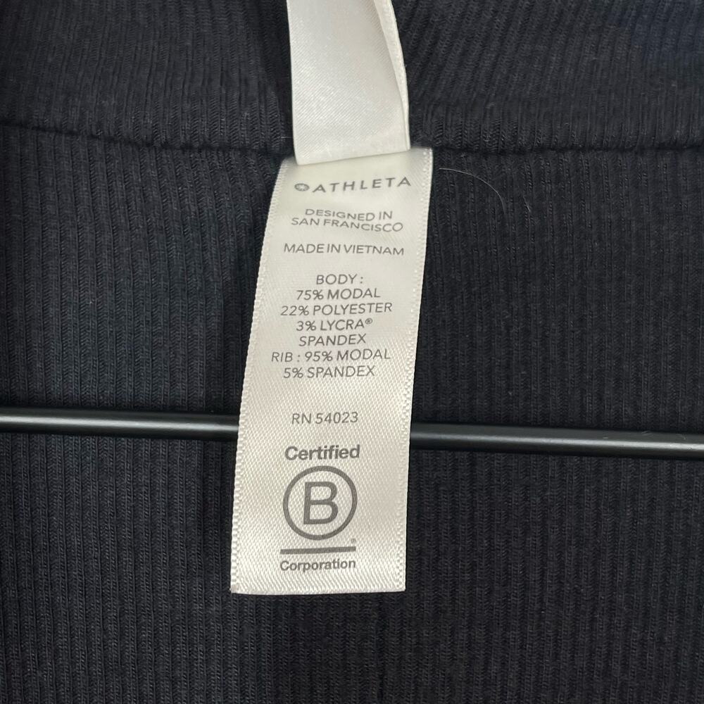 Athleta Cardigan Women's XS Black Open Front Long Sleeve Ribbed Cardigan Sweater - Picture 9 of 9